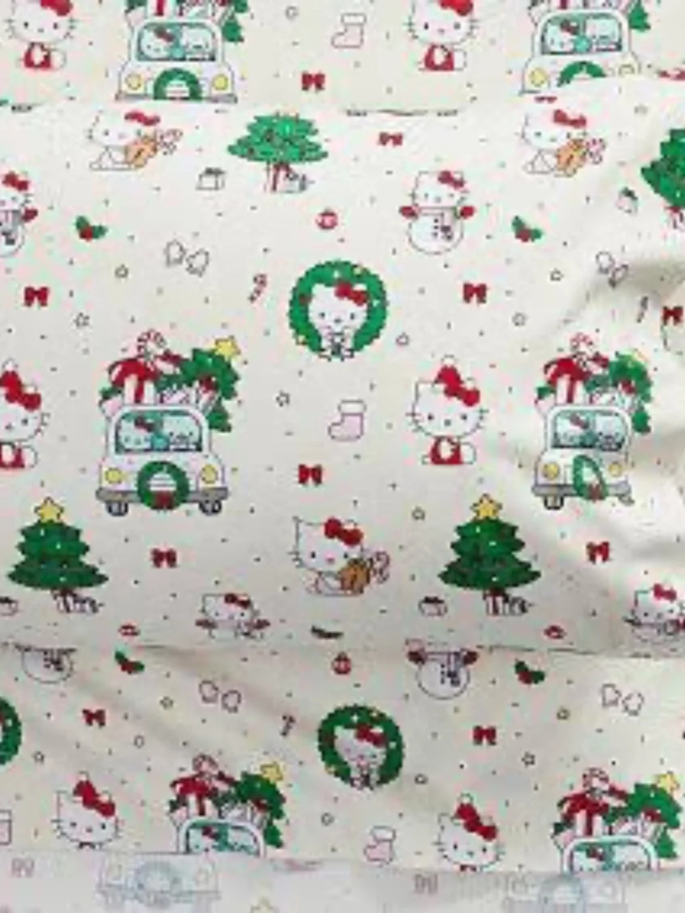 PBTeen Hello Kitty Christmas Organic Queen Sheet Set~Fabulously Festive~